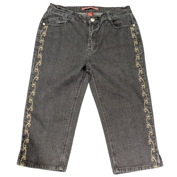 Cos Jeans Womens Embellished Denim Capris Size 8 Cotton Blend 17.5" Inseam - Picture 1 of 9